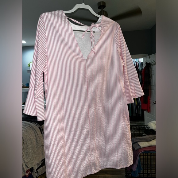 NWT Pink seersucker dress size large - Picture 4 of 5